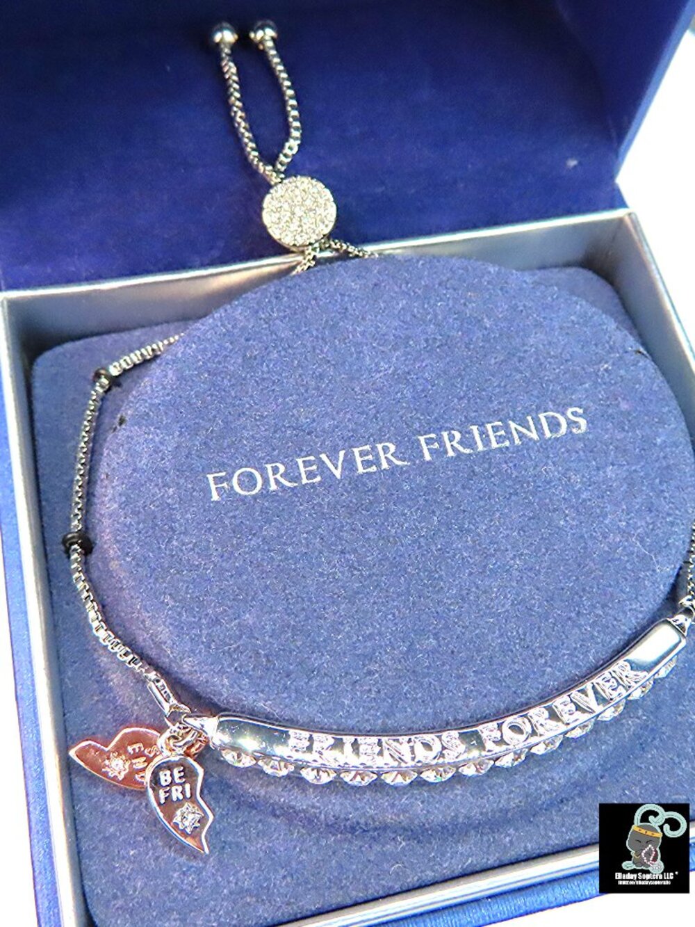 Two Slide Tension Metal Chain Crystal Rhinestone Bracelets